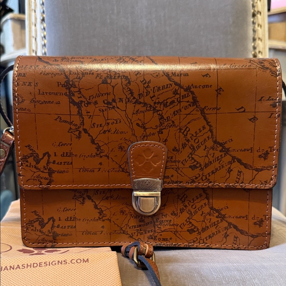 Patricia Nash Brown Map Print Crossbody Bag